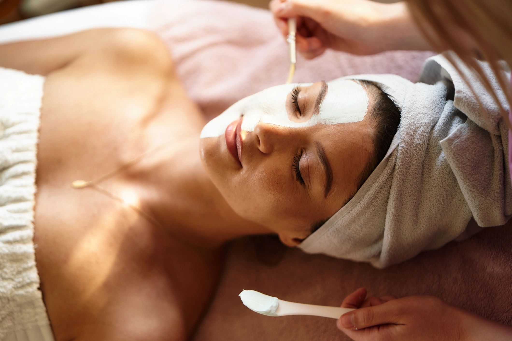 Client receiving facial care at HOUSE of SÍRAH